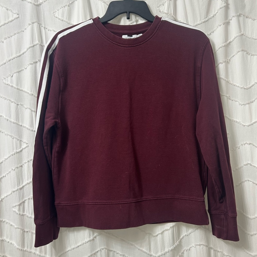 Topman Maroon Sweatshirt with White Stripes